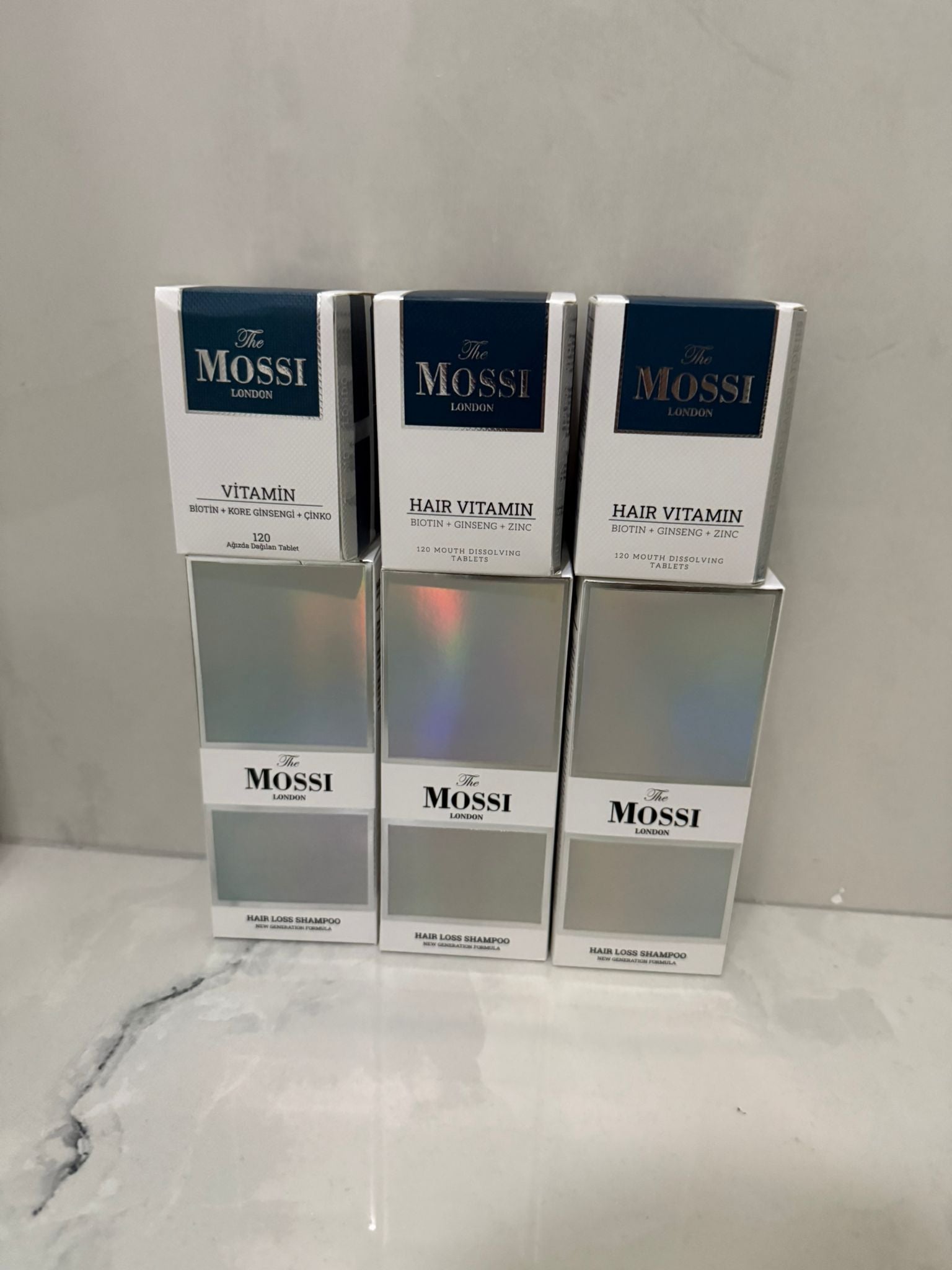 3 LOT The Mossi London Shampoo and 3 LOT Mossi Hair Vitamin 3 x 120 Tablets