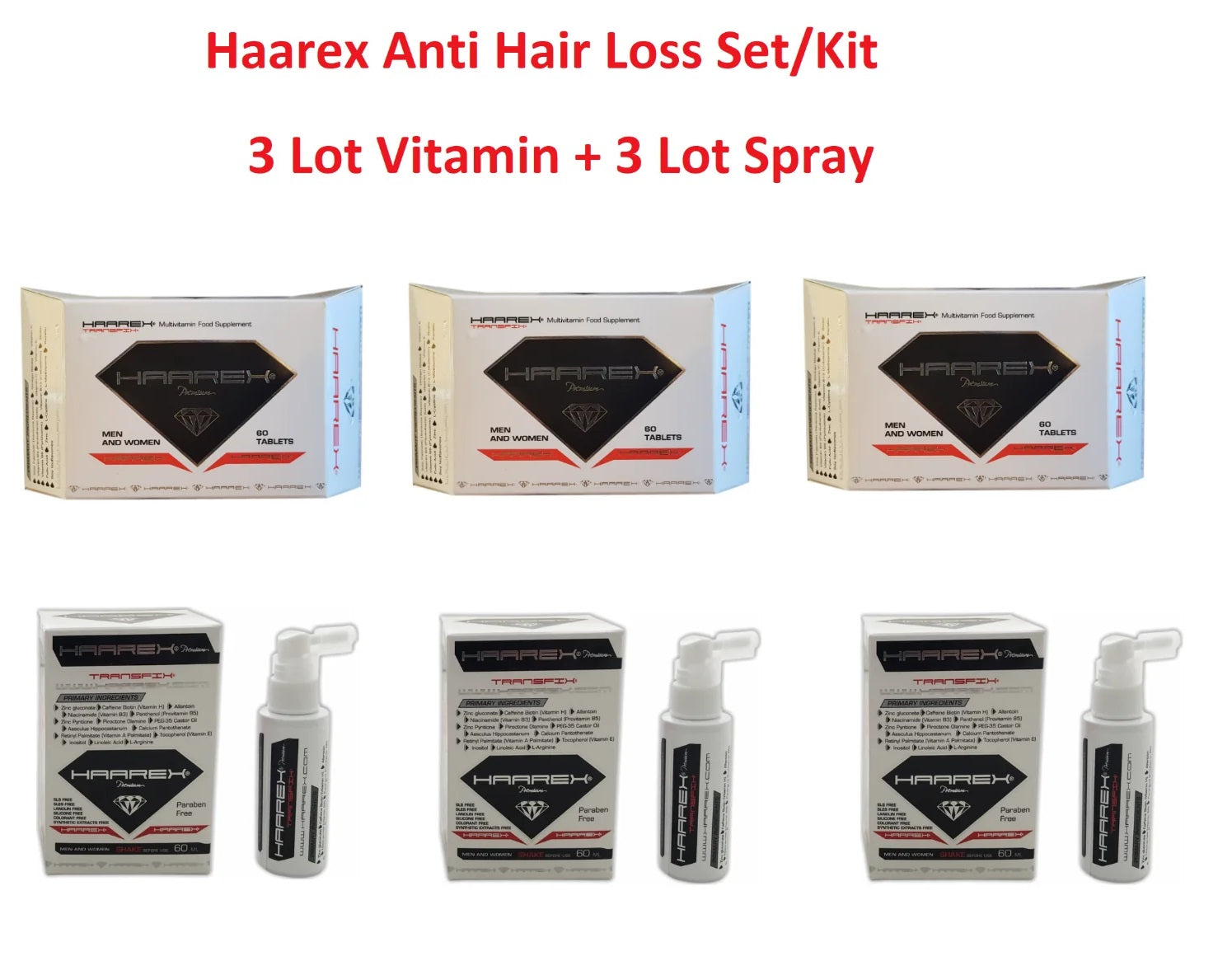 3 LOT Haarex Serum and 3 LOT Haarex Vitamin SET
