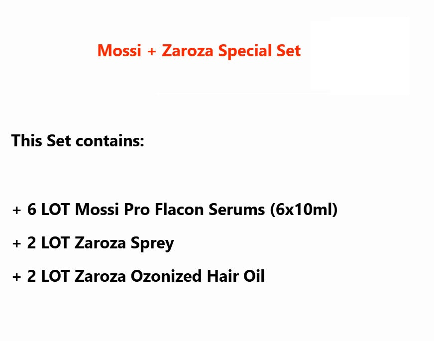 Special Hair Care Set (6 LOT Mossi Flacon Serums + 2 LOT Zaroza Sprey + 2 LOT Zaroza Ozonized Oil