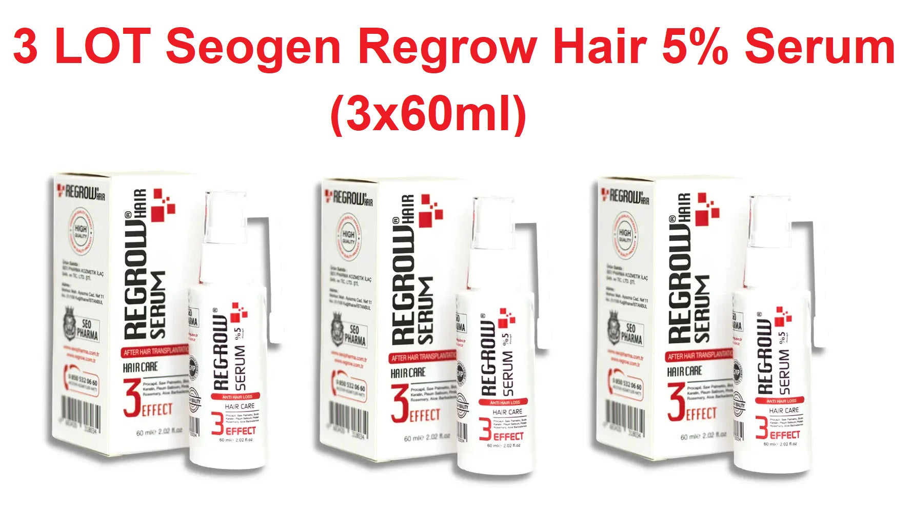 3 LOT  Seogen Regrow Serum (3x60ml)