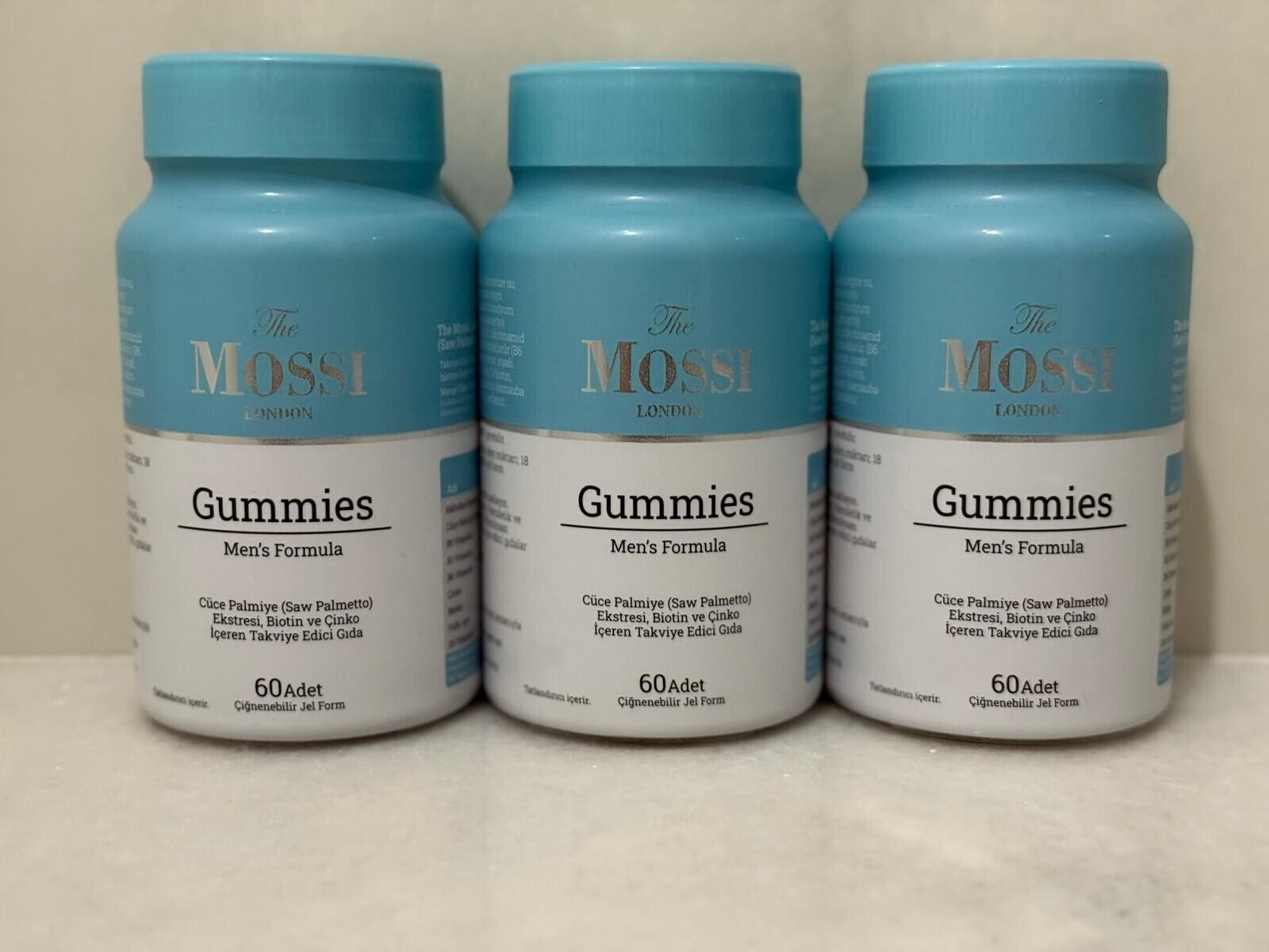 3 LOT The Mossi London Gummies Chewable Gel Vitamin (3x60 Pieces) (Mens Formula)