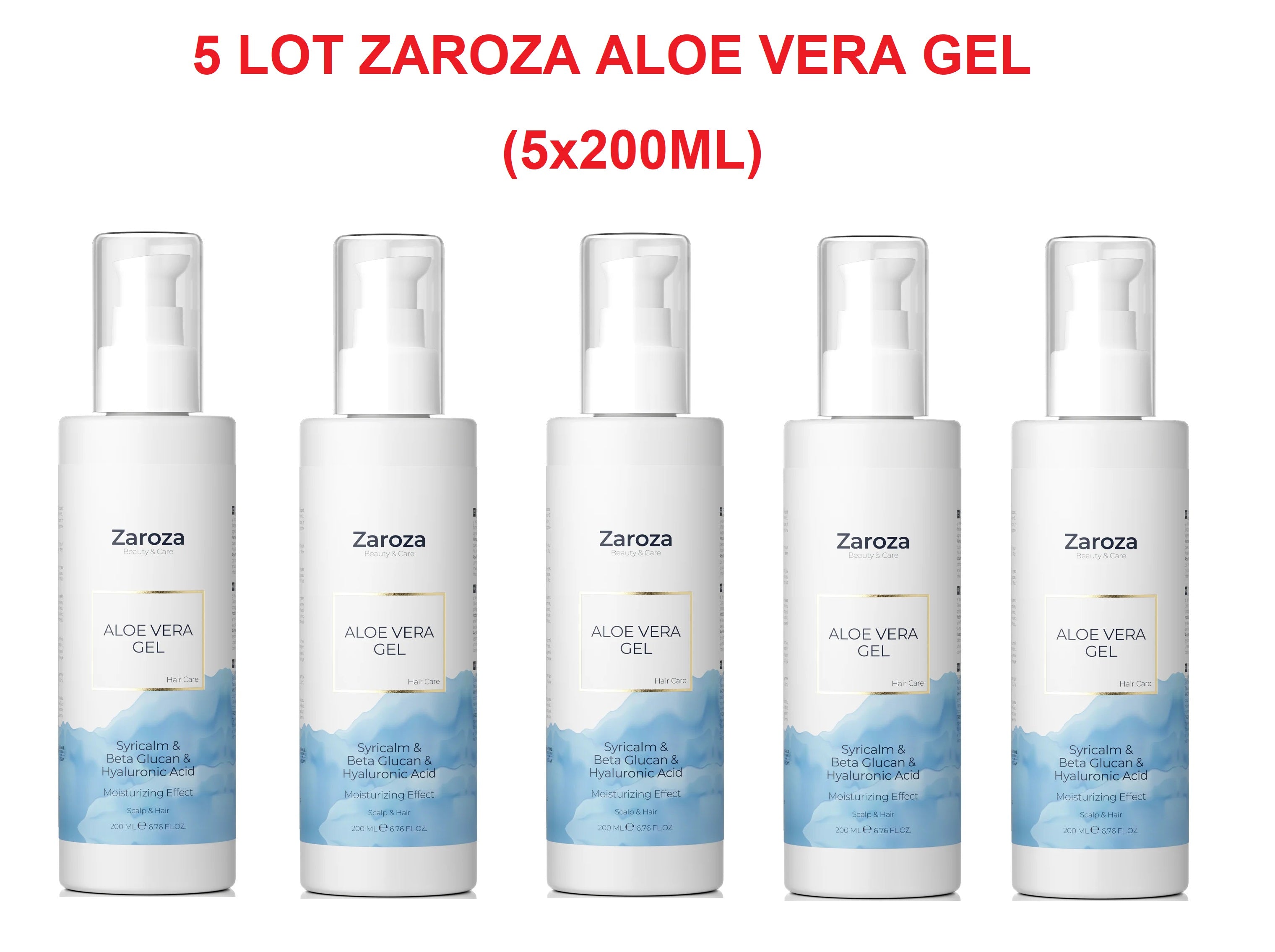 5 LOT Zaroza Aloe Vera Gel (Moisturizing Aloe Vera Gel) (5x200ml)