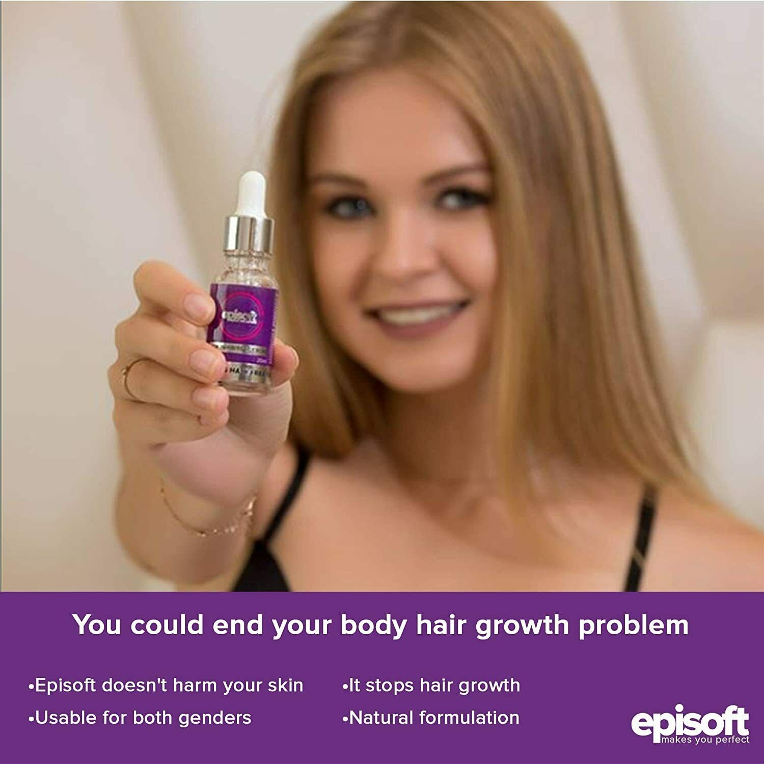 3 LOT Bubbly Episoft Hair Inhibitor (3x20 ml) 100% Organic (Clinically Tested)