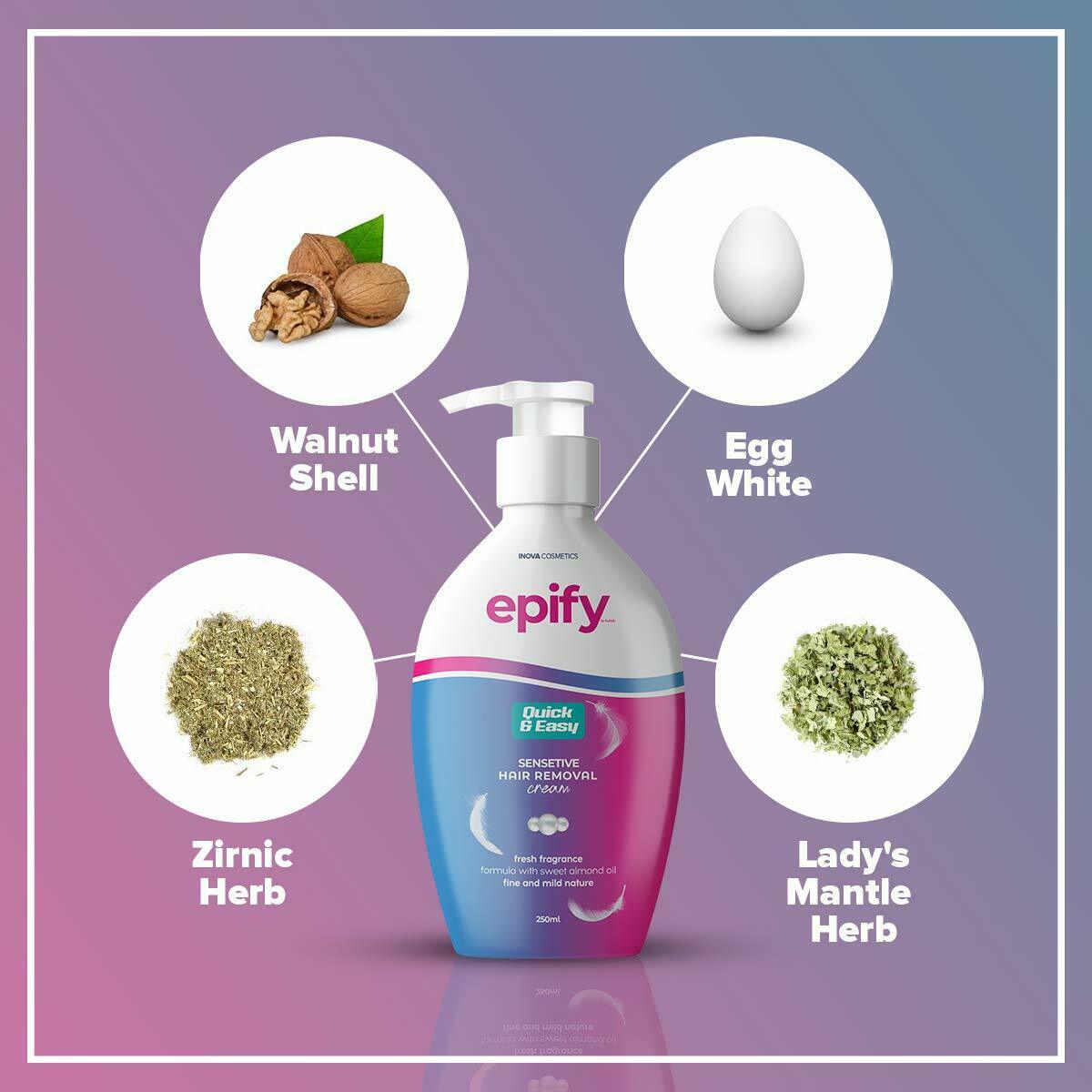 2 LOT Epify by bubbly Quick And Easy Sensitive Hair Removal Cream (2x250ml) NEW