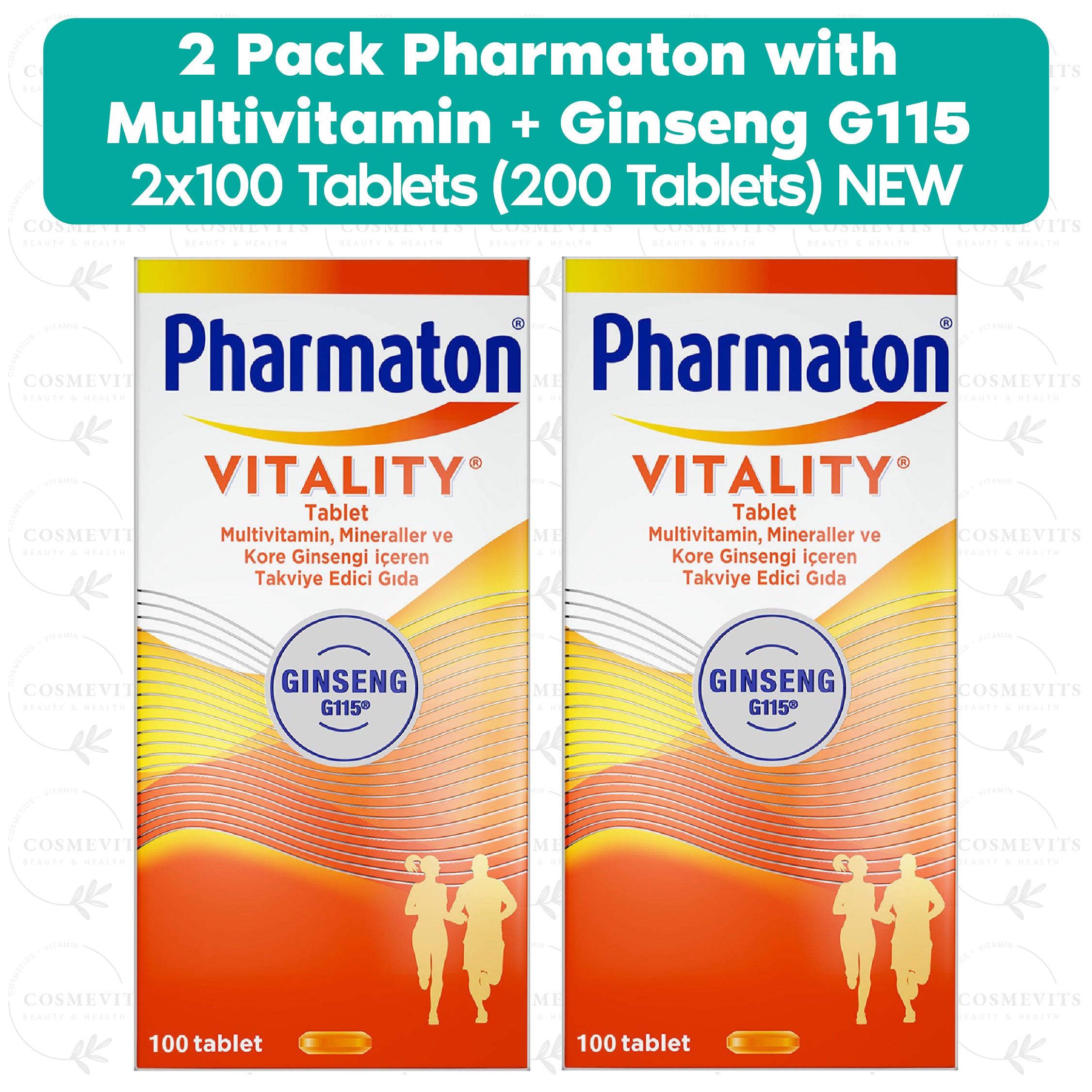 2 Lot Pharmaton with Ginseng G115 2x100 Capsules (200 Capsules) NEW